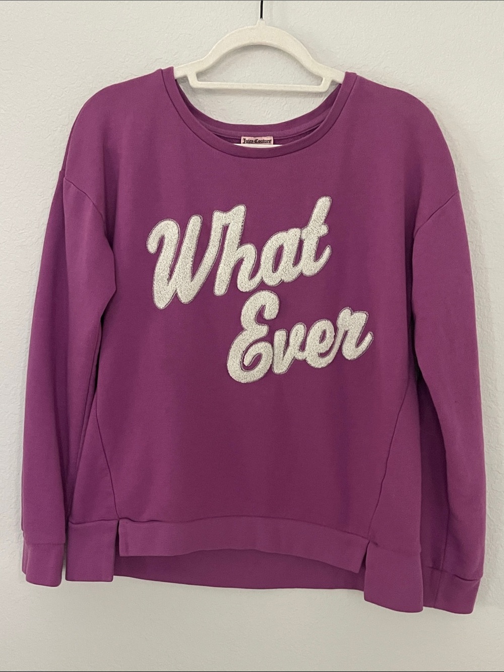Juicy Couture What Ever Purple Graphic Sweatshirt Women's L Y2K